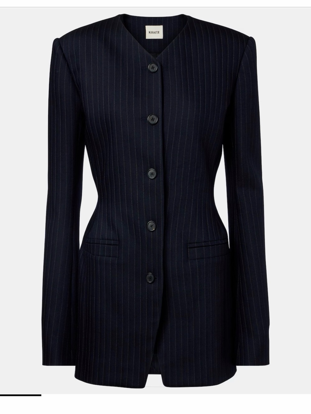 KHAITE Navy Pinstripe Single-Breasted Blazer NEW with tags
